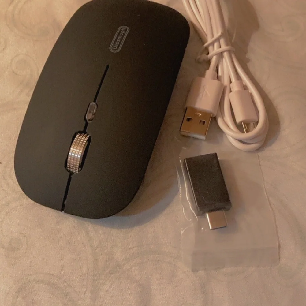 Black Wireless Mouse with USB Cable